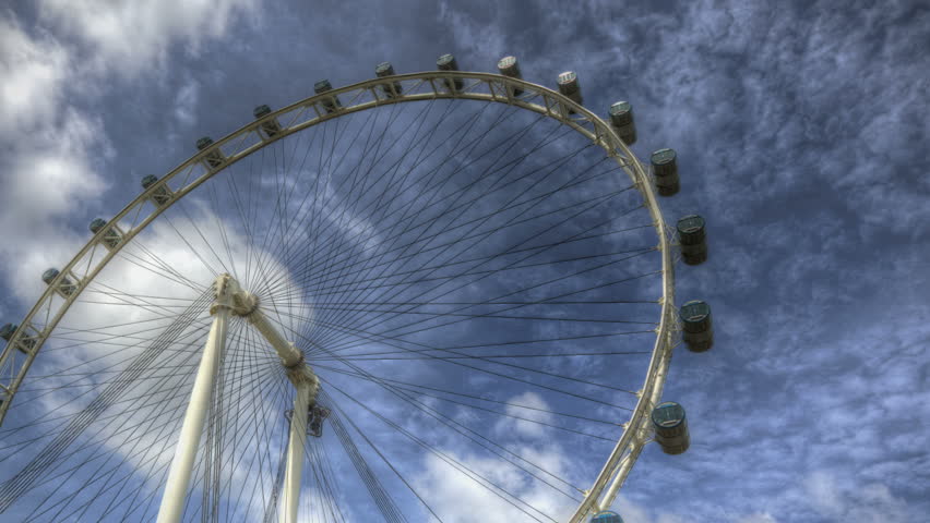 Timelapse of Singapore Flyer with clouds - close up shot
