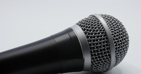 Microphone Rotating in Circle Isolated on White Close Up, 4K