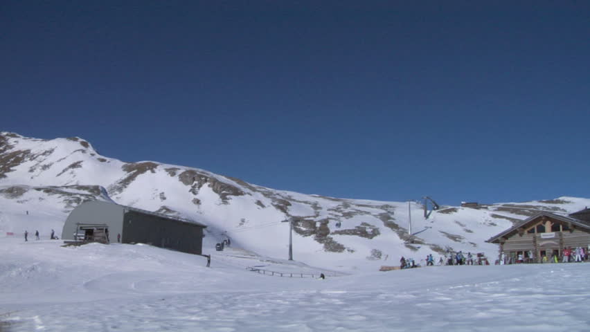 Cable car in Alps ski resort 