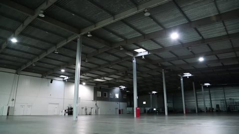 Big storage room. Inside of empty warehouse