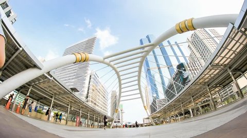BANGKOK THAILAND - August 21, 2016: 4K timelapes Chong Nonsi skywalk at skytrain station (BTS) on August 21, 2016 in skytrain station on the Silom Line, Concept of business city.