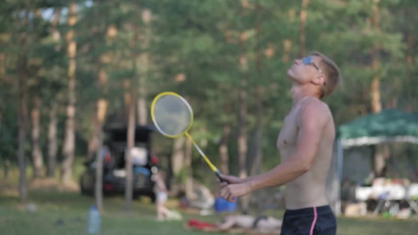 Young people are playing badminton