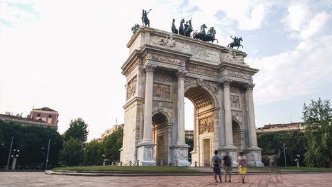 Classical Arch and People in a square