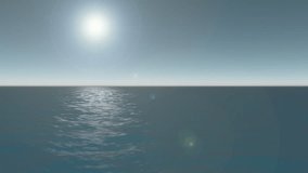 Going Under Water (CGI). Video starts a few meters above water and plunges in. Air bubbles are visible upon entry Small particles can be seen in the water. Light rays shine through.