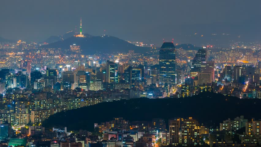 Time lapse of Seoul City Skyline,South Korea.
