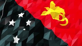 Flag of Papua New Guinea 3D Wallpaper Illustration, National Symbol, Low Polygonal Glossy Origami Style