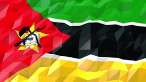 Flag of Mozambique 3D Wallpaper Illustration, National Symbol, Low Polygonal Glossy Origami Style