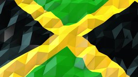 Flag of Jamaica 3D Wallpaper Illustration, National Symbol, Low Polygonal Glossy Origami Style