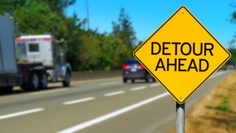 4K Detour Sign Yellow Diamond, Warning Traffic Symbol Sign