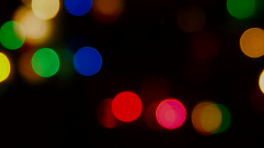 Bokeh produced by a the lights of a Christmas tree.
