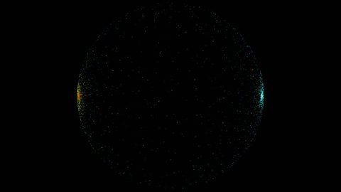 Colourful Sphere  Particles with lens flare  Glowing abstract background or  template using as Animation Motion Graphic on black background 4K 