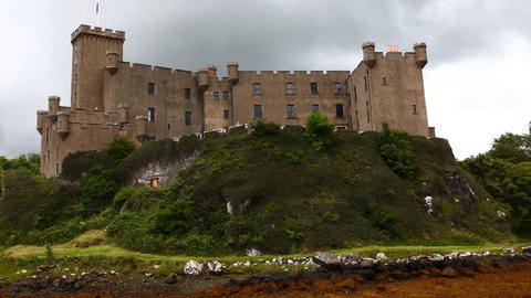 DUNVEGAN, ISLE OF SKYE/UNITED KINGDOM- AUGUST 22, 2016: 4K UltraHD Timelapse of Dunvegan Castle, Isle of Skye, in [Scotland] Built in 1350 and occupied by the Clan MacLeod to the present