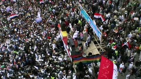 CAIRO, EGYPT - NOV 19: A crowd gathers in Tahrir Square on November 19, 2011 in Cairo, Egypt as part of ongoing political demonstrations protesting the military government.