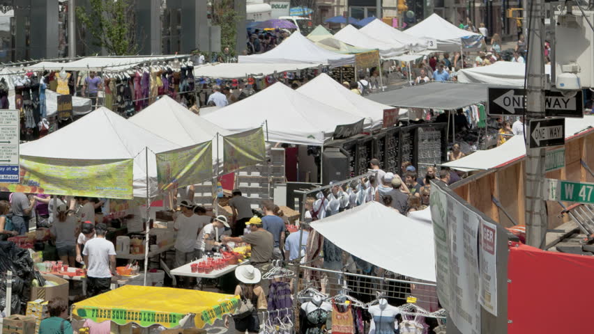 NEW YORK CITY  - JUL 23: (Time lapse view) Pan-Shot of Broadway Market on July