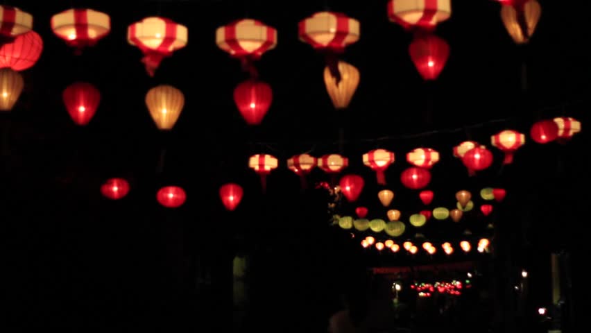 Street lamps in the streets of Hoi An, Vietnam, Asia