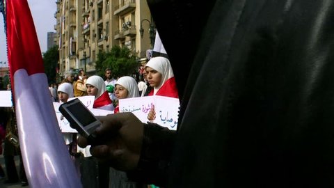 CAIRO, EGYPT - NOV 19: Women in Tahrir Square protest against military power on November 19, 2011 in Cairo, Egypt.