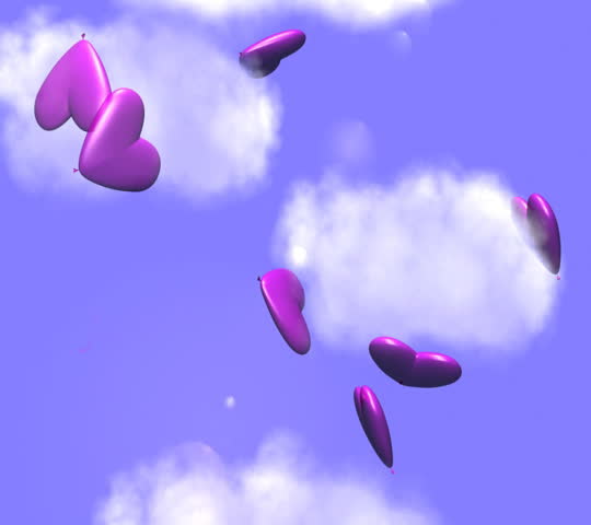 Flying purple hearts