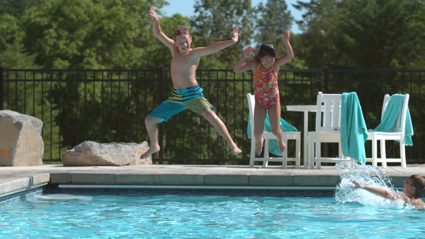 Kids Jumping Into Pool In Stock Footage Video 100 Royalty Free 19026586 Shutterstock