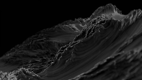 CG Fractal abstract background animation. Seamless loop. Black and white.