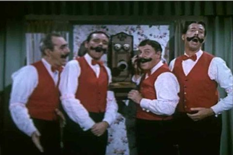A barbershop quartet performs "Hello, My Baby!" (with Jim Backus on bass) in 1960. (1960s)