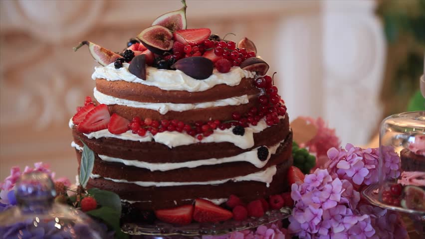 Chiffon cake with summer berries and cream.