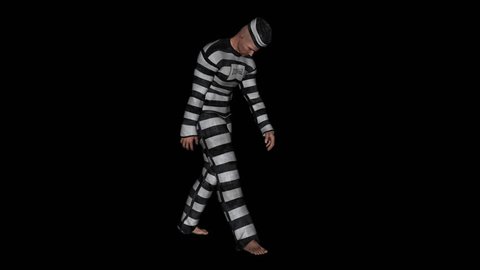 Alpha channel,prisoner goes sad gait,animation