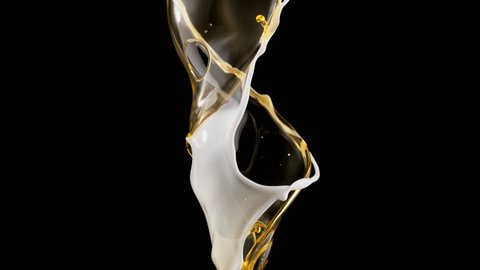 Milky liquid and oil twisting and falling. Shot with high speed camera, phantom flex 4K. Slow Motion. Unedited version is included at the end of clip.