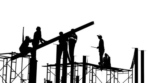 Silhouette Construction Industry Engineer Standing Orders Stock Photo ...