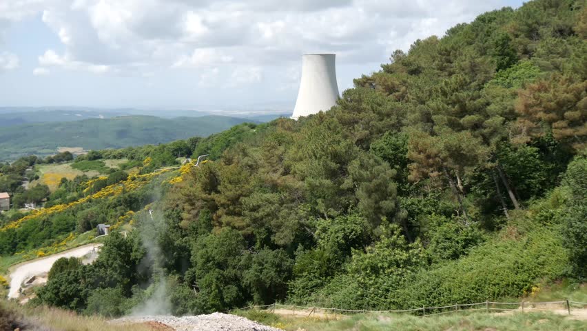  a chimney of a geothermal power plant 