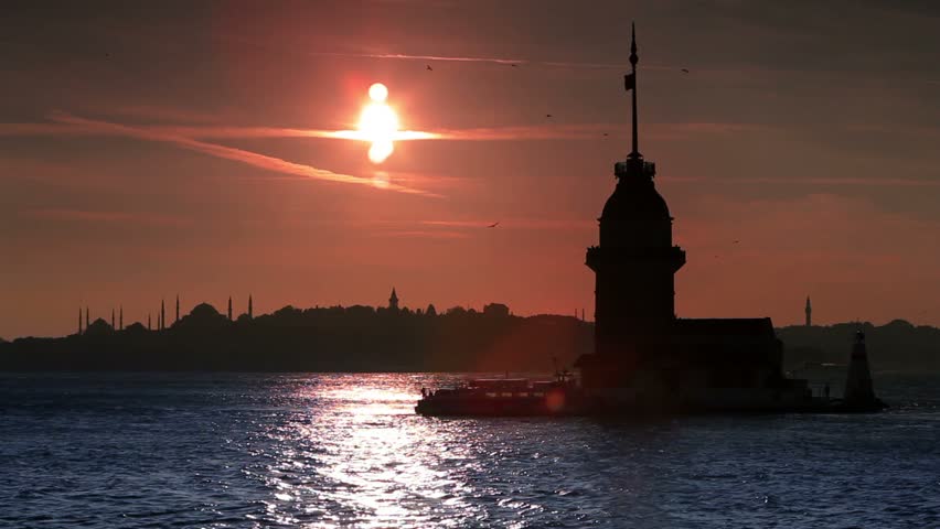view of istanbul kizkulesi from salacak (asian part of istanbul)