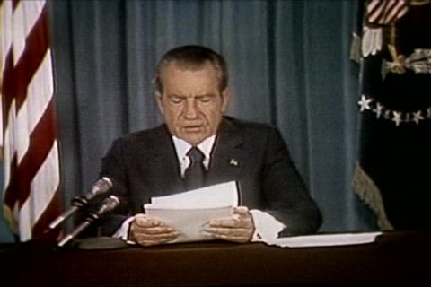 President Richard Nixon discusses the uninhibited discussion on Watergate tapes in at the release of the Watergate tapes in the 1970s. (1970s)