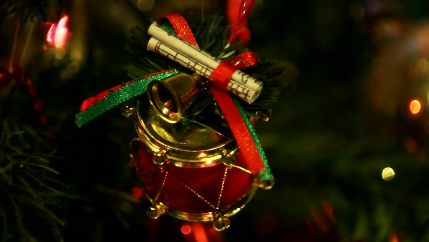 Decorations on a Christmas tree.