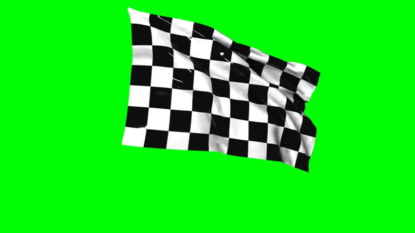 Waving checkered flag animation with green screen.