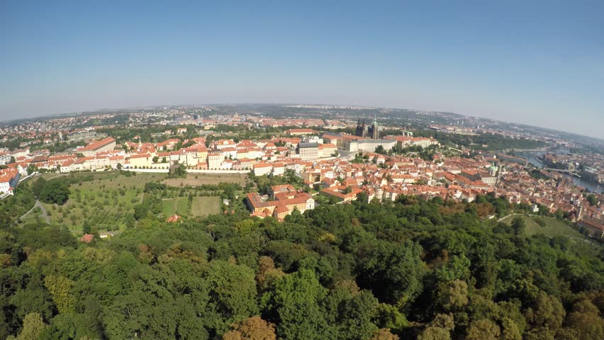 Prague is the capital of the Czech Republic. political and cultural center of Bohemia. historic center included in the Unesco World Heritage . Landscape from Pet?Ã­n Tower a steel-framework tower.