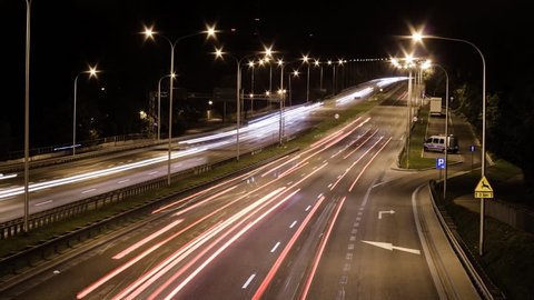 Timelapse of highway in Warsaw, Poland