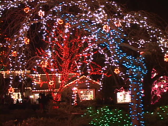 christmas lights in a shopping area