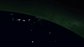 Cinematic and very realistic earth at night seen from space. 3d render.
Elements of this image furnished by NASA
