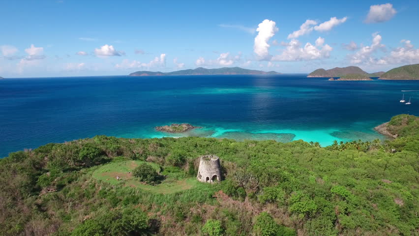 Aerial view of Peace Hill and Denis Bay, St John, United States Virgin Islands