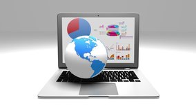 4k 3d rotate earth model on the laptop,finance pie charts & stock trend diagrams in the computer screen,Devices Connecting To Internet. cg_03554_4k - Powered by Shutterstock - Get 15% off with code: PIKWIZARD15