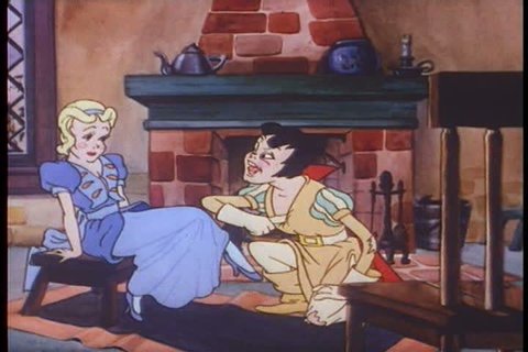 Prince Charming finds Cinderella and asks her to marry him, saying that he wants nothing more than her and her car in a scene from a 1930s promotional film by Chevrolet. (1940s)