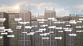 Flying Arrow Symbols In The Futuristic City - Powered by Shutterstock - Get 15% off with code: PIKWIZARD15