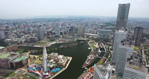 Yokohama Japan Aerial Footage