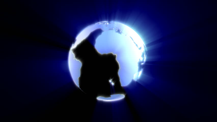 World globe shining with flowing background,seamless loop