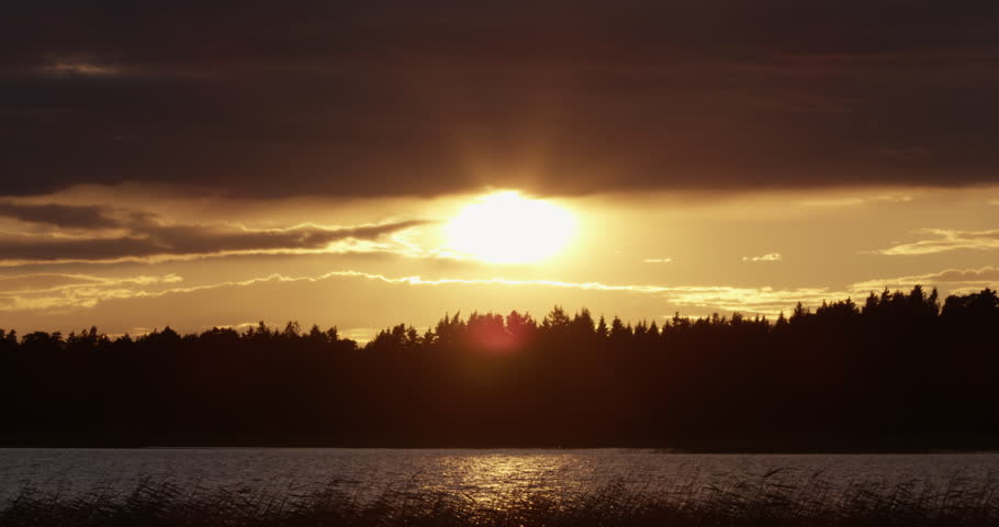 Sunset over archipelago in Sweden