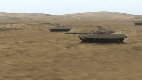 Armored Heavy Tanks In Battlefield - CG. Military and war related concept.