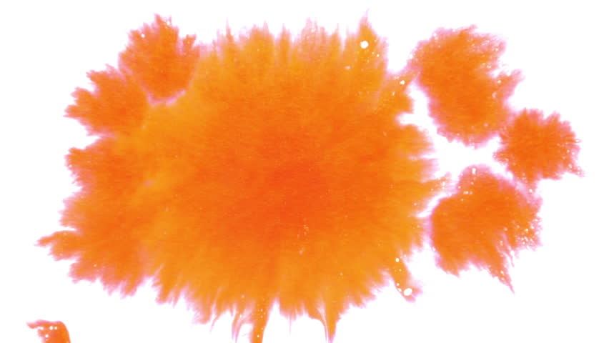 Orange Ink Splatters On White Stock Footage Video (100% Royalty-free