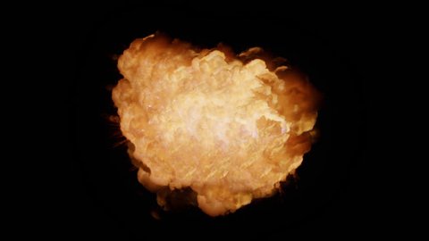 Realistic explosion and flames with alpha channel. VFX element.