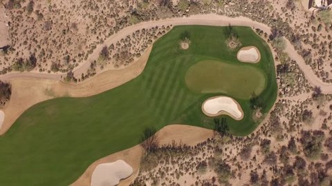 Aerial drone overhead golf course