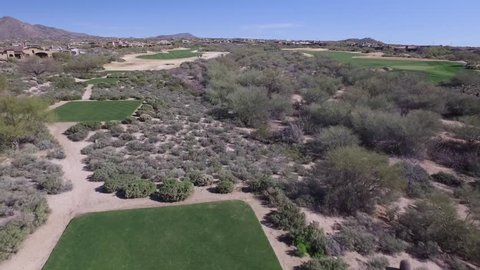 Aerial drone explore golf course 