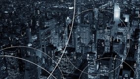 city business district concept background. animated data flow numbers streaming idea. global networking visualization. crowdsourcing investment strategy    - Powered by Shutterstock - Get 15% off with code: PIKWIZARD15